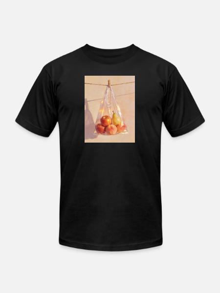 Sunlit Plastic Fruit Still Life - Unisex Jersey T-Shirt by Bella + Canvas - black