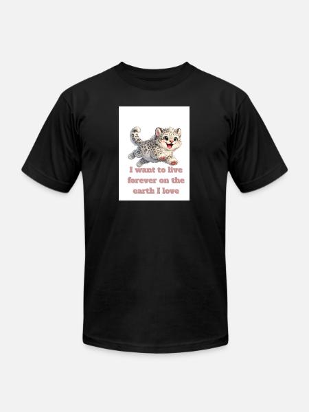 Happy Snow Leopard Design - Unisex Jersey T-Shirt by Bella + Canvas - black