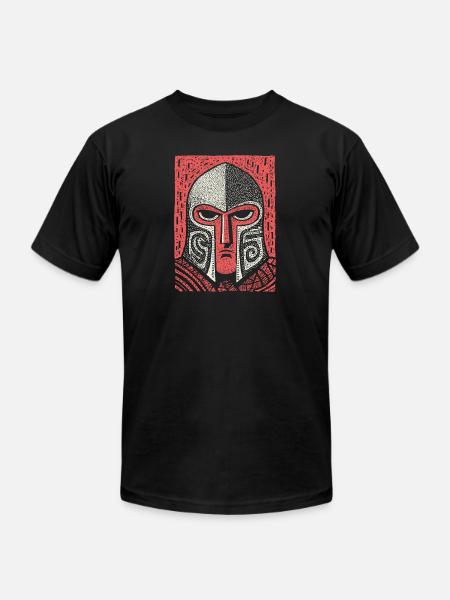 Spartan Helmet Halftone Icon - Unisex Jersey T-Shirt by Bella + Canvas - black