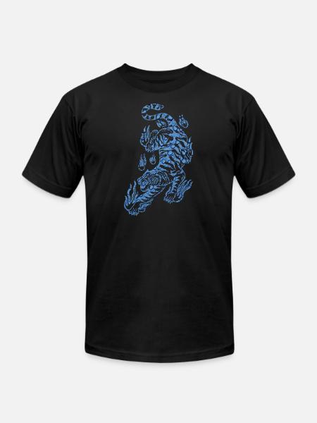 Flaming Blue Water Tiger - Unisex Jersey T-Shirt by Bella + Canvas - black