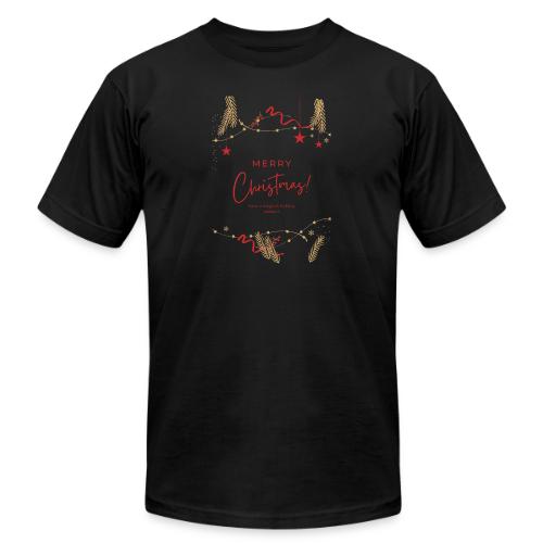 Merry Christmas Typography Design - Unisex Jersey T-Shirt by Bella + Canvas