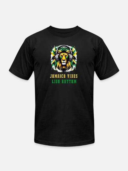 Jamaica lion reggae design - Unisex Jersey T-Shirt by Bella + Canvas - black