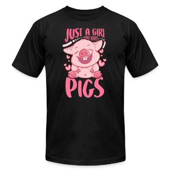 Adorable Juste Une Fille Qui Aime Les Cochons Mignon Porcinet - T-shirt unisexe Bella + Canvas - noir - Devant - Jose (178cm)