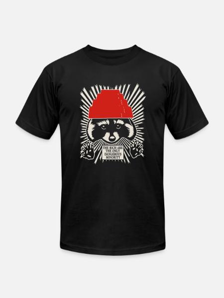 Raccoon DEVO Hat Poster – Bold Political Art Print - Unisex Jersey T-Shirt by Bella + Canvas - black