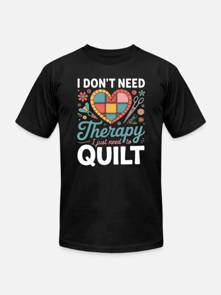Therapy Quilt Heart Patch - Unisex Jersey T-Shirt by Bella + Canvas - black