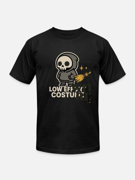 Skeleton Hoodie with Broom - Unisex Jersey T-Shirt by Bella + Canvas - black