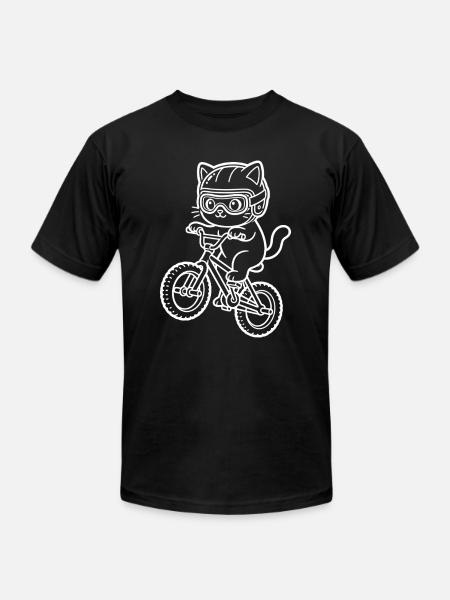 Kawaii Cat Riding BMX Bike - Unisex Jersey T-Shirt by Bella + Canvas - black
