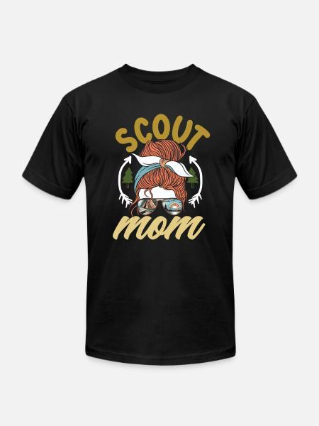Messy Bun Scout Mom Scouting Mother - Unisex Jersey T-Shirt by Bella + Canvas - black
