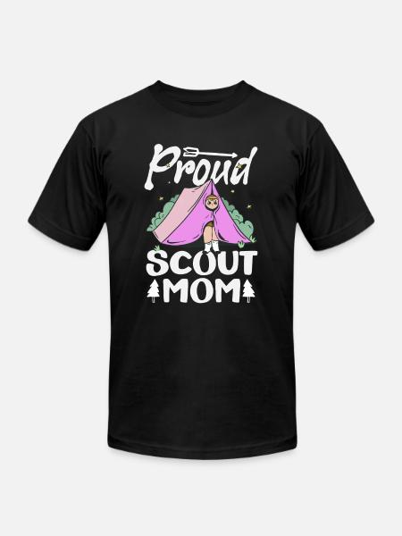 Proud Scout Mom Scouting Mother Camp - Unisex Jersey T-Shirt by Bella + Canvas - black