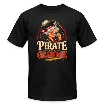 Pirate Grammie Granny Illustration - Unisex Jersey T-Shirt by Bella + Canvas - black - Front - Jose (178cm)