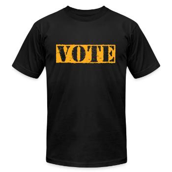 VOTE - Unisex Jersey T-Shirt by Bella + Canvas - black - Front - Jose (178cm)