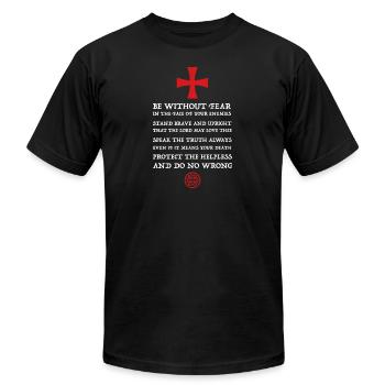 Crusader Knight Knights Templar Code Holy Cross - Unisex Jersey T-Shirt by Bella + Canvas - black - Front - Jose (178cm)