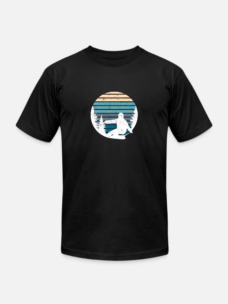 Pine Tree & Snowboard Art - Unisex Jersey T-Shirt by Bella + Canvas - black