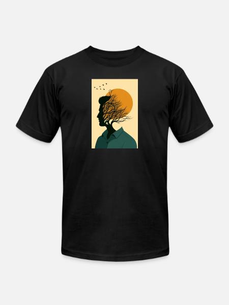 Sunlit Mindscape Silhouette - Unisex Jersey T-Shirt by Bella + Canvas - black