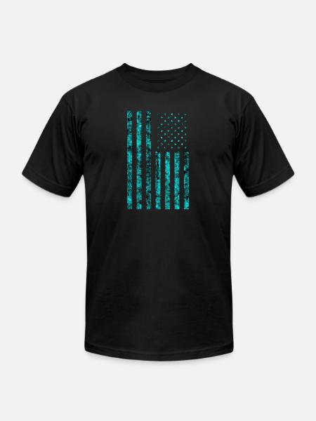 Cyan usa flag - Unisex Jersey T-Shirt by Bella + Canvas - black
