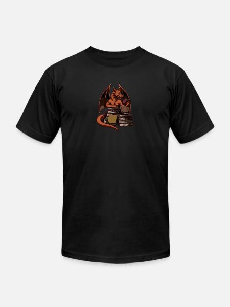 Dragon Reading Magic Dungeon - Unisex Jersey T-Shirt by Bella + Canvas - black