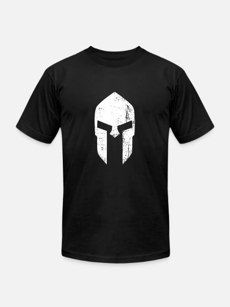 spartan helmet new white - Unisex Jersey T-Shirt by Bella + Canvas - black