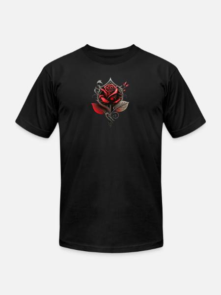Red rose - Unisex Jersey T-Shirt by Bella + Canvas - black