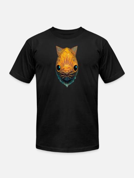 Cat face with fish body - Unisex Jersey T-Shirt by Bella + Canvas - black