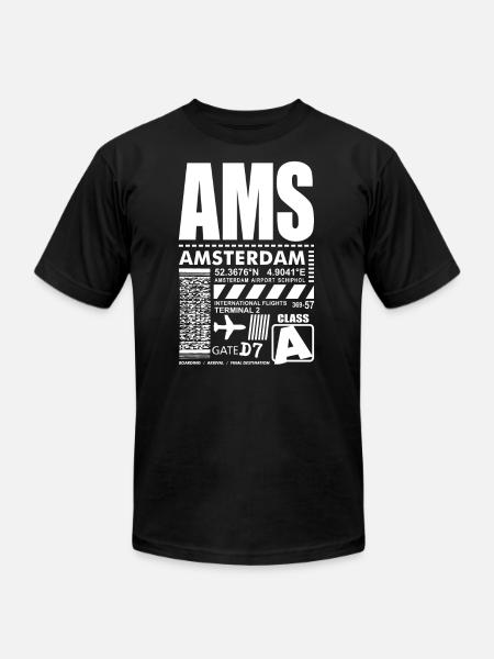 AMS Amsterdam Airport - Unisex Jersey T-Shirt by Bella + Canvas - black