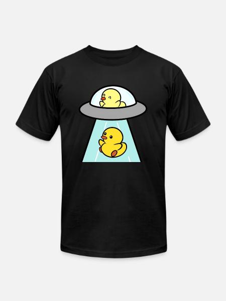 UFO - Duckie and Duck - Unisex Jersey T-Shirt by Bella + Canvas - black