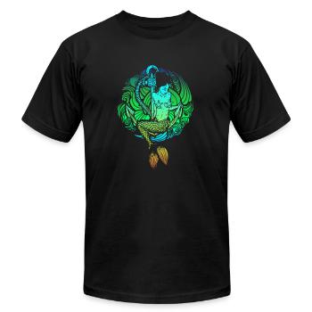 Sirène fantaisie océan vintage - T-shirt unisexe Bella + Canvas - noir - Devant - Jose (178cm)