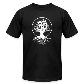 Om Tree - Unisex Jersey T-Shirt by Bella + Canvas - black - Front - Jose (178cm)