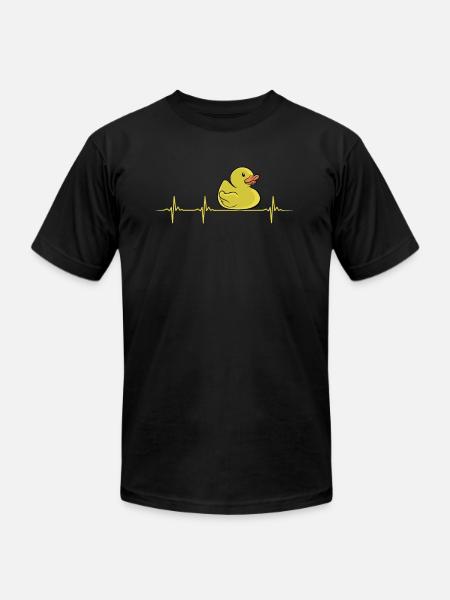 Cute Rubber Duckie Heartbeat - Unisex Jersey T-Shirt by Bella + Canvas - black