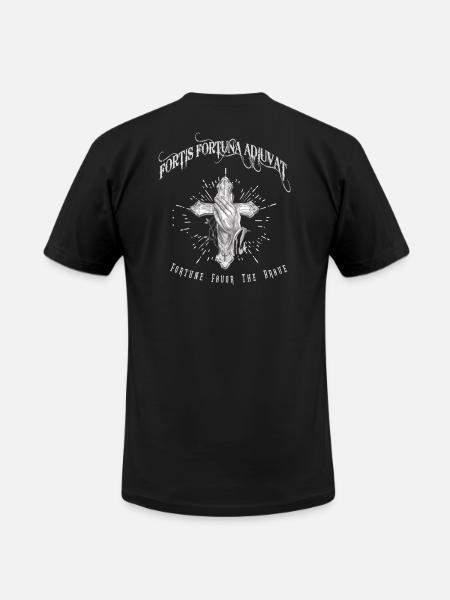 Fortis Fortuna Adiuvat - Cross and Hand Tattoo - Unisex Jersey T-Shirt by Bella + Canvas - black