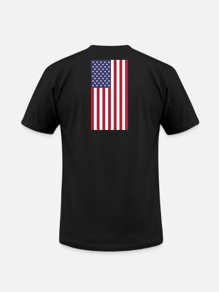 USA Flag, vertical - Unisex Jersey T-Shirt by Bella + Canvas - black