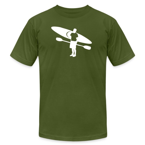 river kayak and paddler outdoors - Unisex Jersey T-Shirt by Bella + Canvas