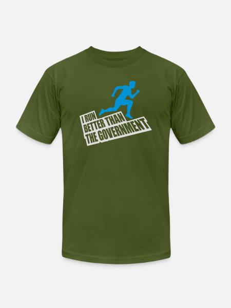 run better than government - Unisex Jersey T-Shirt by Bella + Canvas - olive