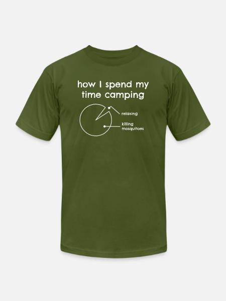 Funny Camping Mosquito - Unisex Jersey T-Shirt by Bella + Canvas - olive