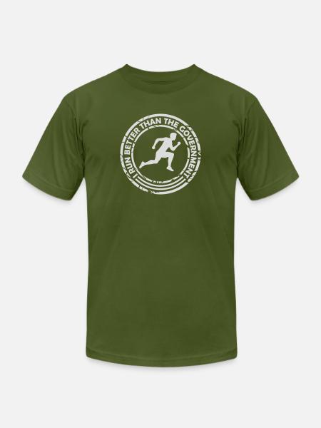 run better than government - Unisex Jersey T-Shirt by Bella + Canvas - olive