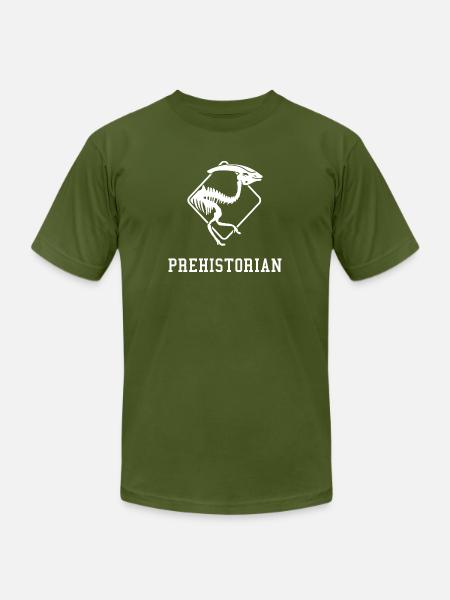 Prehistoric Prehistorian - Unisex Jersey T-Shirt by Bella + Canvas - olive