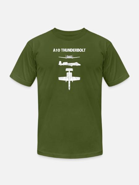 A-10 Thunderbolt Blueprint Art - Unisex Jersey T-Shirt by Bella + Canvas - olive