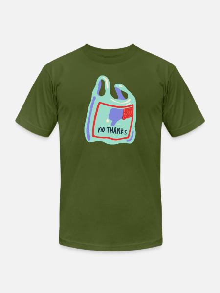No Plastic Thanks - Unisex Jersey T-Shirt by Bella + Canvas - olive