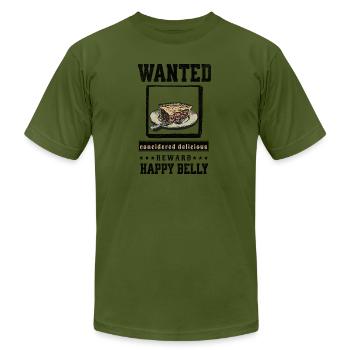 PIE Wanted - Unisex Jersey T-Shirt by Bella + Canvas - olive - Front - Jose (178cm)