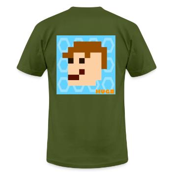 Hugo Pixel DaMerch - Unisex Jersey T-Shirt by Bella + Canvas - olive - Back - Jose (178cm)