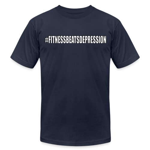 FITNESS BEATS DEPRESSION WHITE LOGO - Unisex Jersey T-Shirt by Bella + Canvas