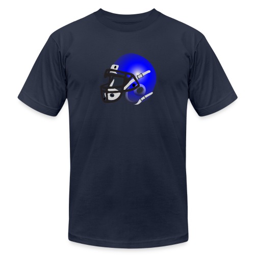 blue football helmet - Unisex Jersey T-Shirt by Bella + Canvas