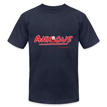 Anxious - Unisex Jersey T-Shirt by Bella + Canvas - navy - Front - Jose (178cm)