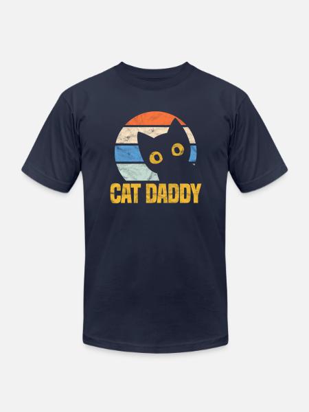 Cat Daddy Retro - Unisex Jersey T-Shirt by Bella + Canvas - navy