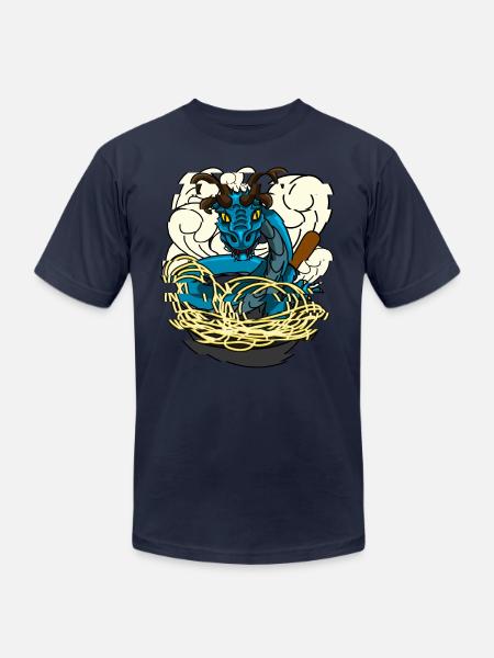 Wok Pan Dragon - Unisex Jersey T-Shirt by Bella + Canvas - navy