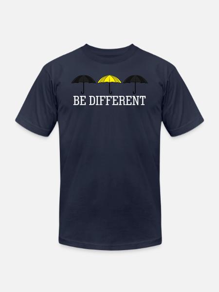 Yellow Umbrella Umbrellas - Unisex Jersey T-Shirt by Bella + Canvas - navy