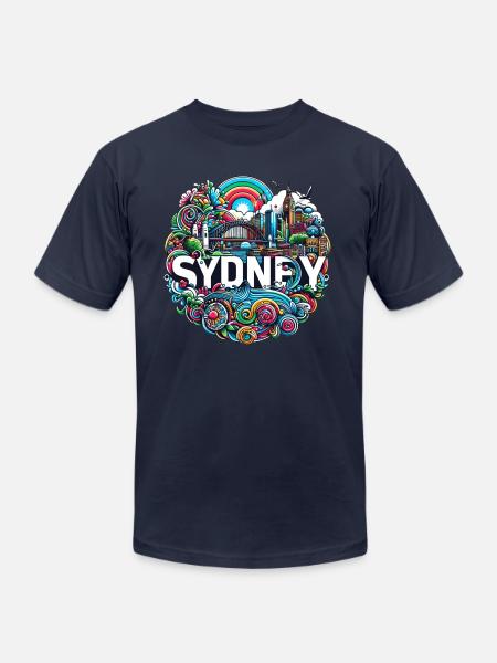 Sydney Illustration - Unisex Jersey T-Shirt by Bella + Canvas - navy