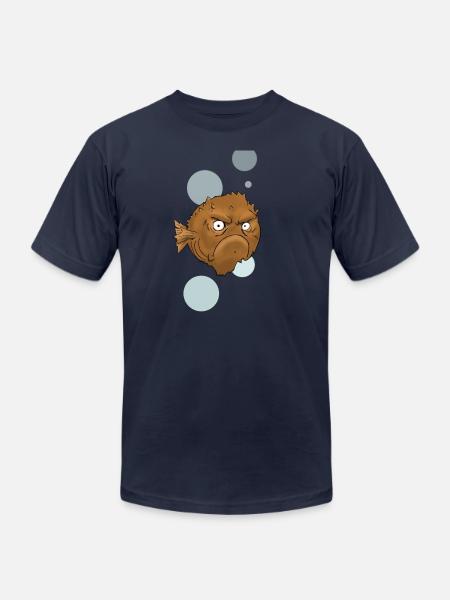 Grouchy Fish - Unisex Jersey T-Shirt by Bella + Canvas - navy