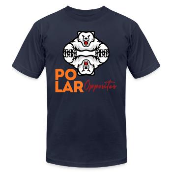 Polar Opposites Bear - Unisex Jersey T-Shirt by Bella + Canvas - navy - Front - Jose (178cm)