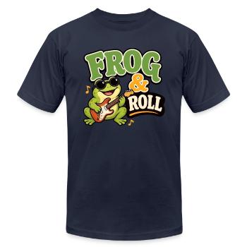 Frog & Roll Guitar Frog - Unisex Jersey T-Shirt by Bella + Canvas - navy - Front - Jose (178cm)