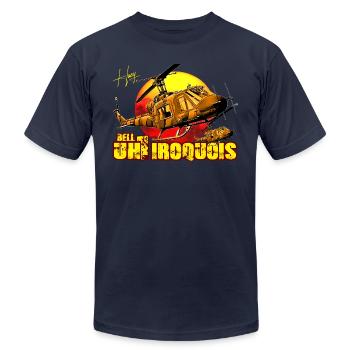 UH-1H Iroquois Huey Helicopter - Unisex Jersey T-Shirt by Bella + Canvas - navy - Front - Jose (178cm)